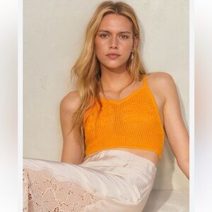 H&M Orange Crochet Bralette Top Size Small